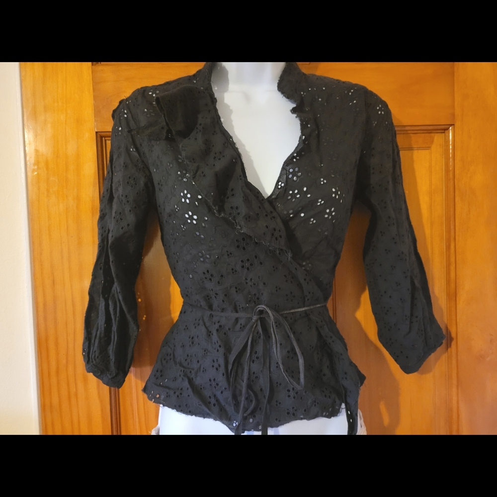 A.M.M. Designer Black Lace Wrap Top